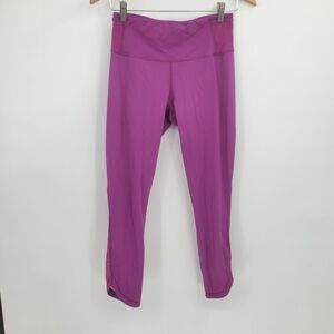 ♡ Lululemon Luxtreme Mesh Panel Crop Leggings Fuschia Size 4
